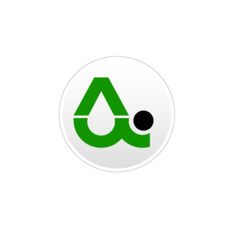 avenio Logo vert, un demi cercle en bas et un triangle en dessus, avec un point noir